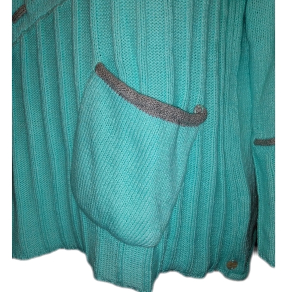 🔴 SALE Pure Knits Light Turquoise V-neck Pullover Sweater - Picture 4 of 11